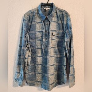 LL Bean Signature Cotton Denim Popover Shirt Women’s Size 12